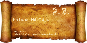 Halvax Nádja névjegykártya